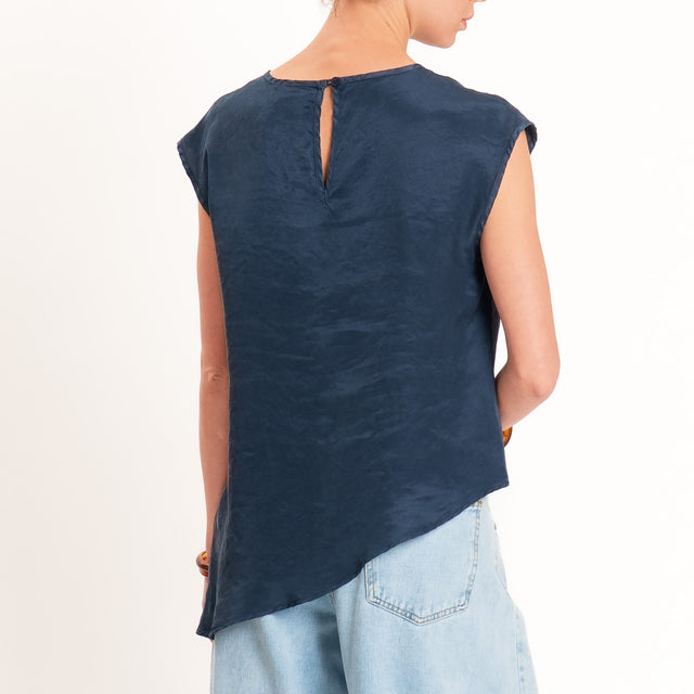 Tensione in-Blusa asimmetrica in cupro - blu