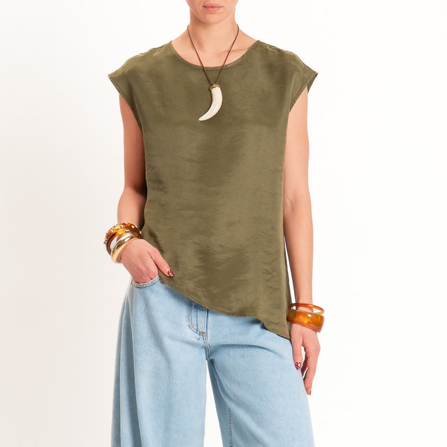 Tensione in-Blusa asimmetrica in cupro - militare