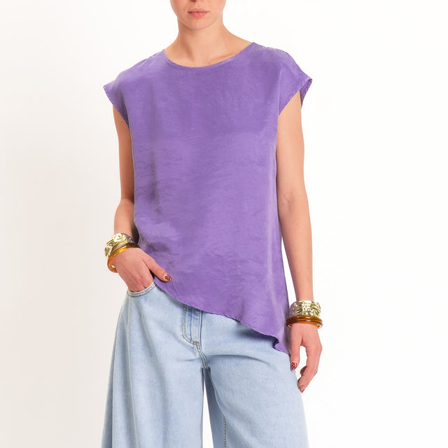 Tensione in-Blusa asimmetrica in cupro - violet