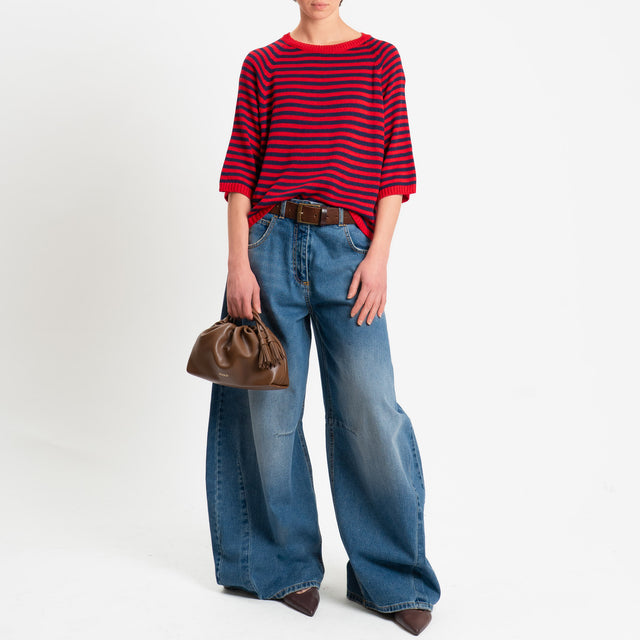 Tensione in-Maglia a righe manica 3/4 - rosso/blu