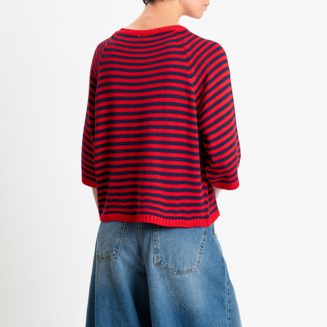 Tensione in-Maglia a righe manica 3/4 - rosso/blu
