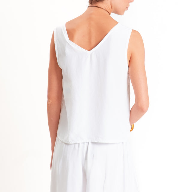 Tensione in-Top misto lyocell doppio scollo v - bianco