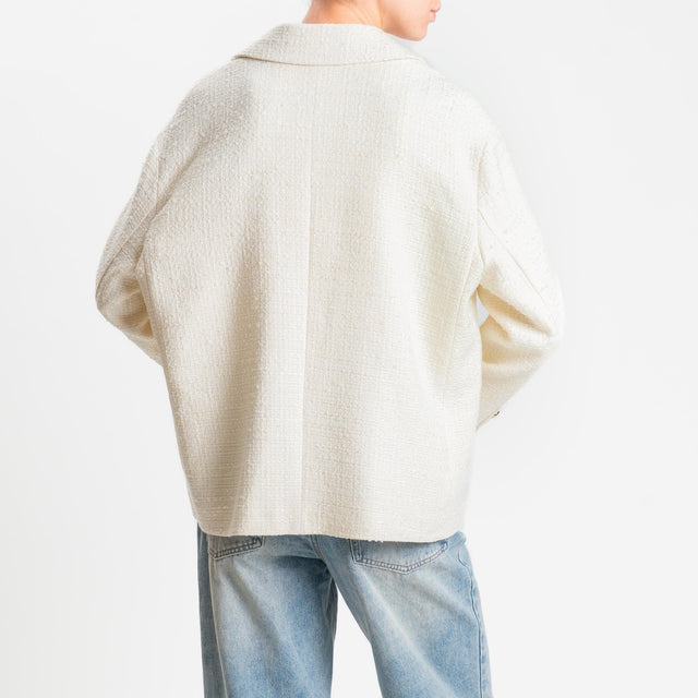 Tensione in-Giacca bouclè con bottoni dorati - panna