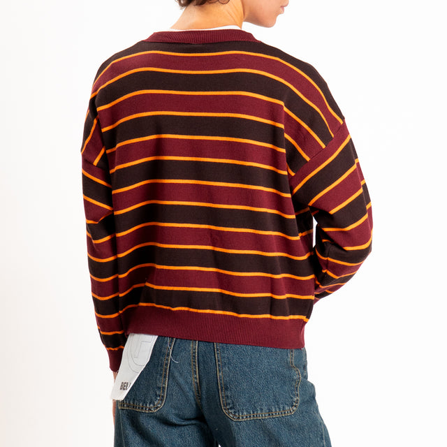 Tensione in-Maglia girocollo a righe - bordeaux/arancio/caffé