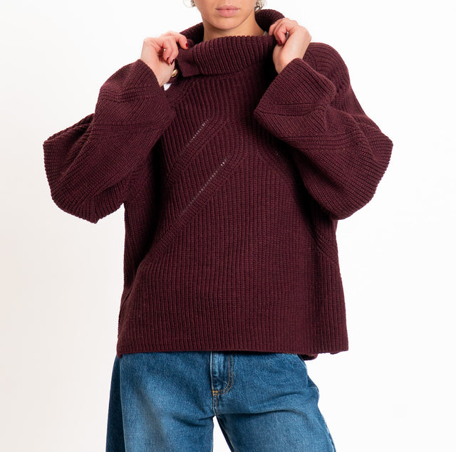 Tensione in-Maglia misto alpaca dettaglio bottoni - Bordeaux