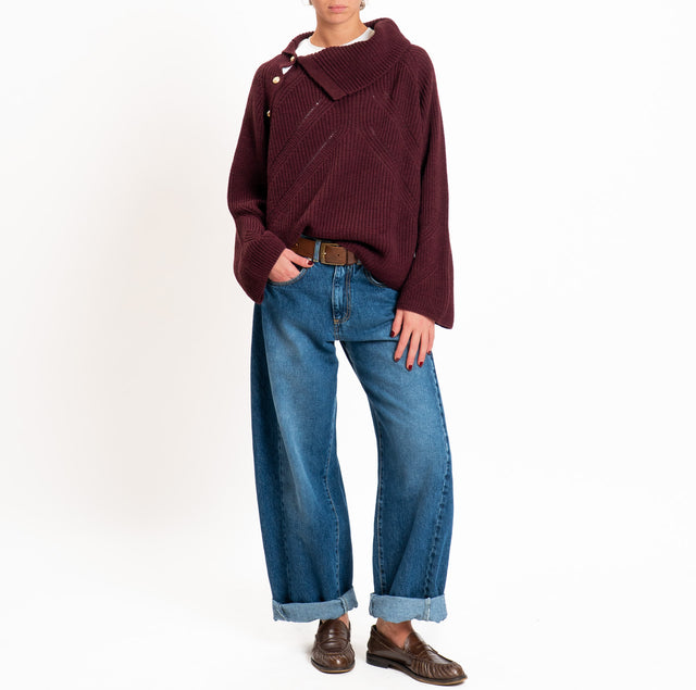 Tensione in-Maglia misto alpaca dettaglio bottoni - Bordeaux