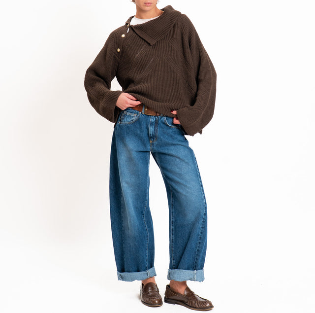 Tensione in-Maglia misto alpaca dettaglio bottoni - moro