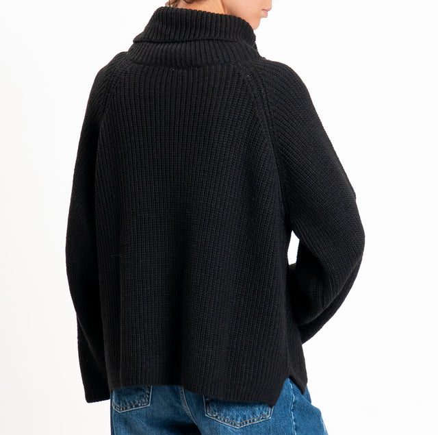 Tensione in-Maglia misto alpaca dettaglio bottoni - nero