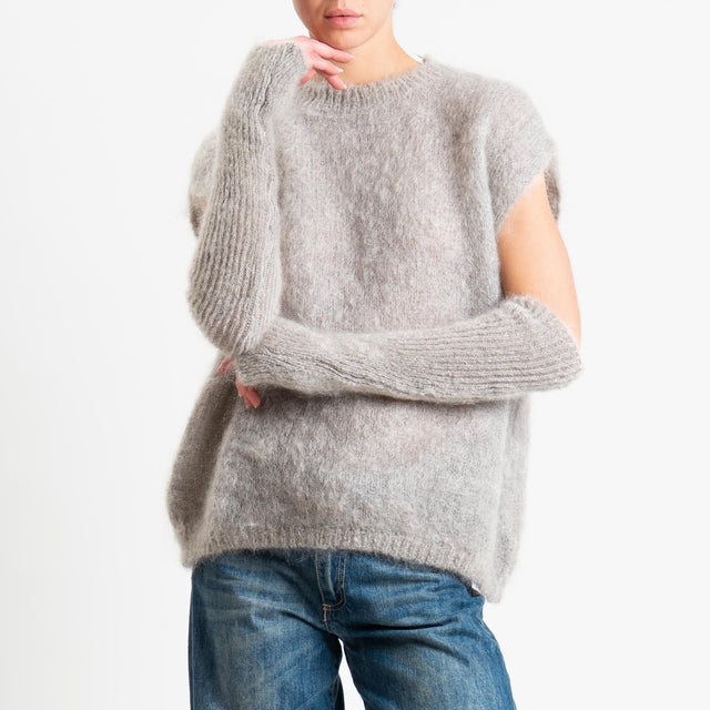 Tensione in-Maglia smanicata kid mohair soft con manicotti - perla
