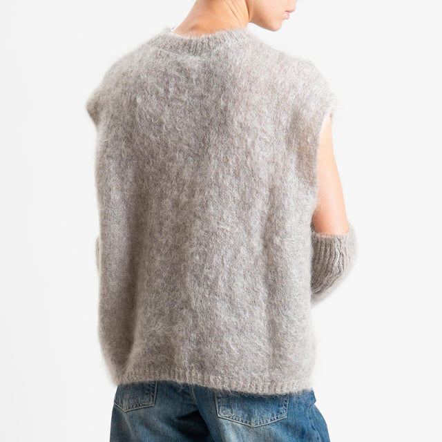 Tensione in-Maglia smanicata kid mohair soft con manicotti - perla