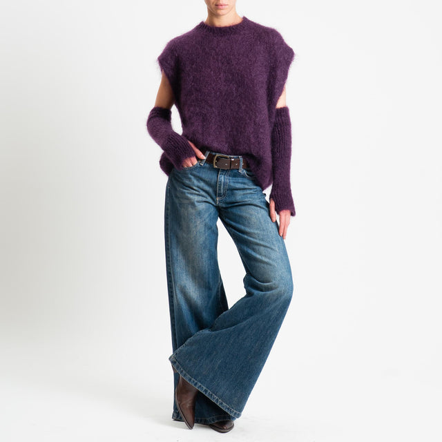 Tensione in-Maglia smanicata kid mohair soft con manicotti - Bordeaux