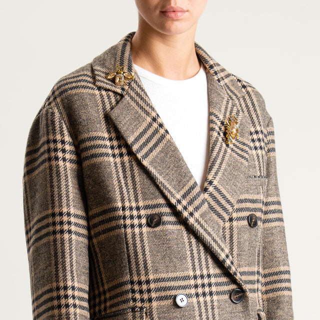Tensione in- Giacca doppiopetto principe di galles - beige/nero