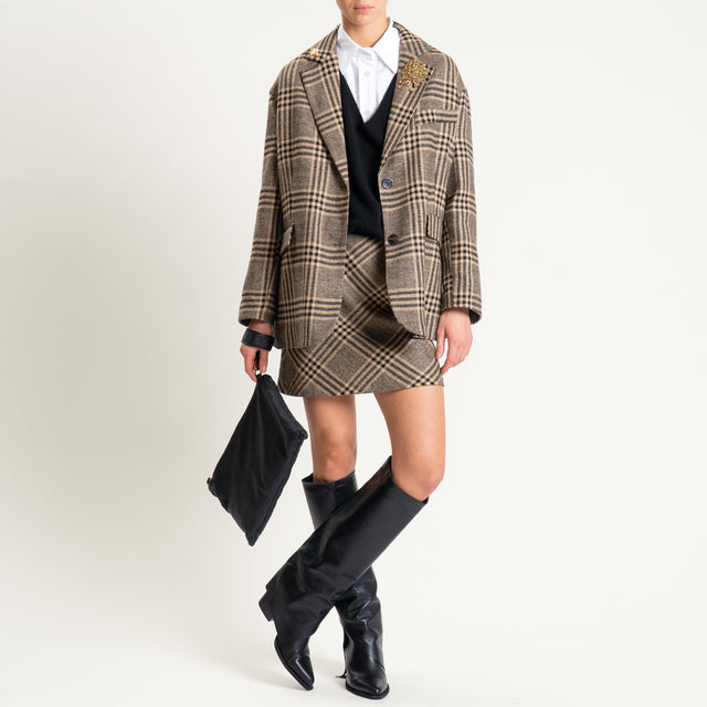 Tensione in- Giacca over principe di galles con spille - beige/nero*