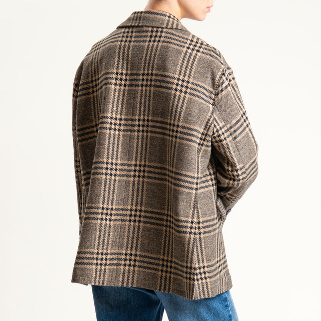 Tensione in- Giacca over principe di galles con spille - beige/nero*