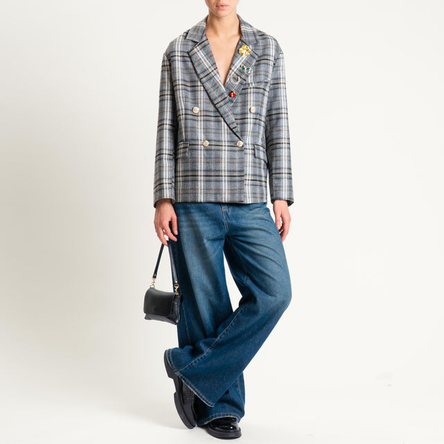 Tensione in-Giacca doppiopetto check con spille - grigio/nero/latte