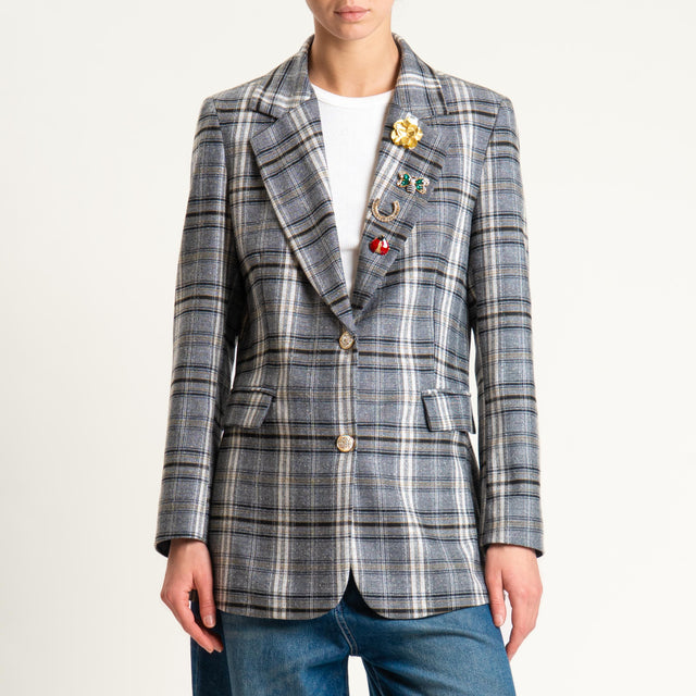 Tensione in-Giacca check con spille - grigio/nero/latte