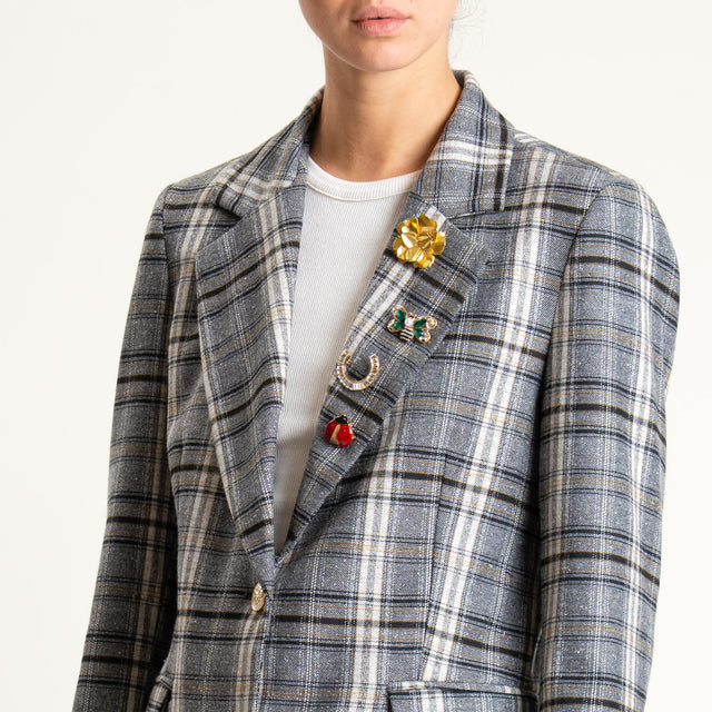 Tensione in-Giacca check con spille - grigio/nero/latte