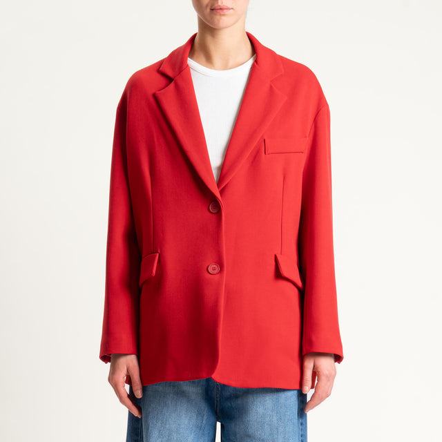 Tensione in- Giacca over in crepe - rosso