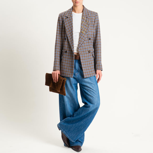 Tensione in-Giacca quadri misto lana doppiopetto - beige/royal/moro