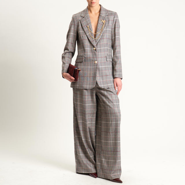 Tensione in-Giacca check con applicazione - sand/nero/vino
