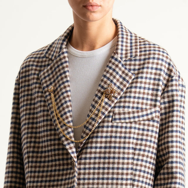 Tensione in-Giacca over quadri con spilla - beige/moro/blu
