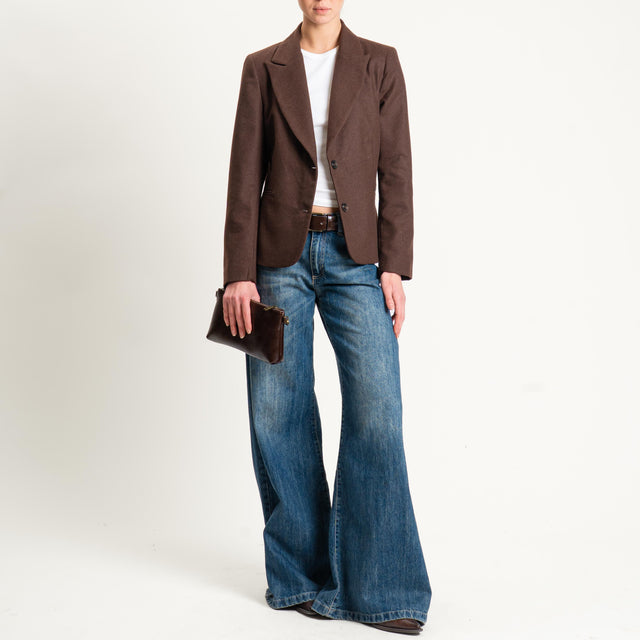 Tensione in- Giacca in flanella due bottoni - moro