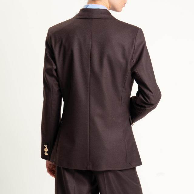 Tensione in-Giacca doppiopetto flanella bottoni - moro