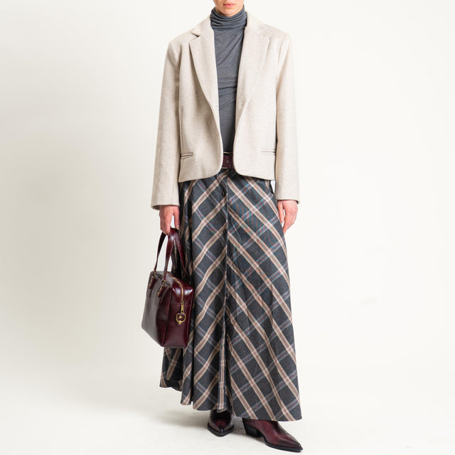 Tensione in-Giacca cappotto velour due bottoni - biege