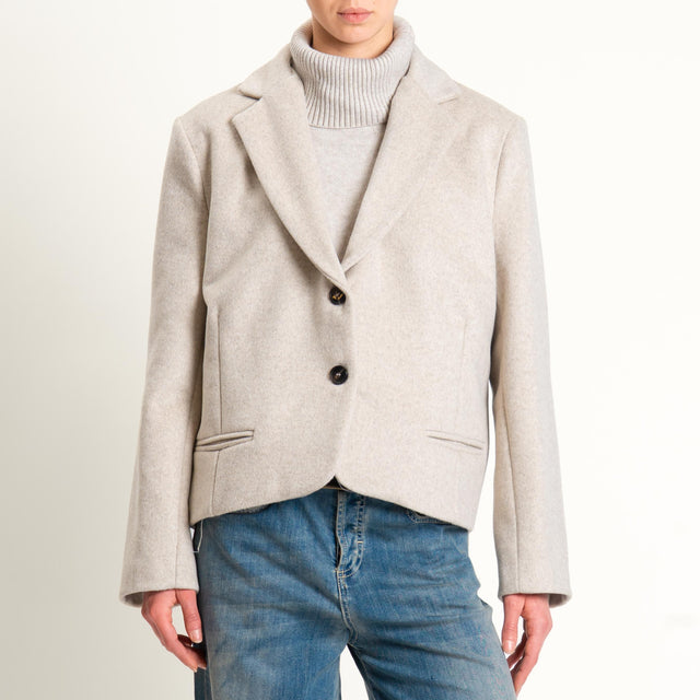 Tensione in-Giacca cappotto velour due bottoni - biege