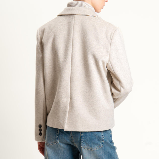 Tensione in-Giacca cappotto velour due bottoni - biege