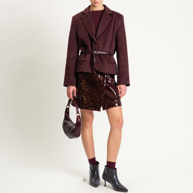 Tensione in-Giacca cappotto velour due bottoni - Bordeaux