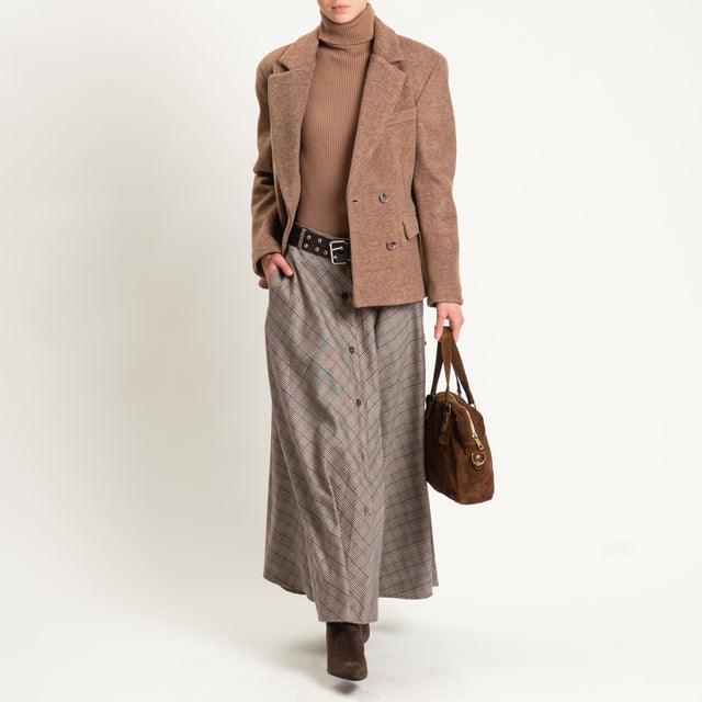 Tensione in-Giacca cappotto doppiopetto velour melange - camel