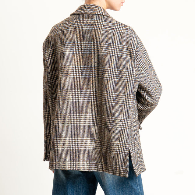 Tensione in- Giacca over principe di galles con spille - sand/moro/nero