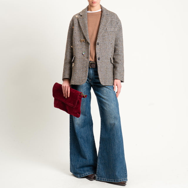 Tensione in- Giacca over principe di galles con spille - sand/moro/nero