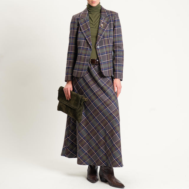 Chaqueta de franela con cuadros y alfileres - Morado/Marrón oscuro/Militar