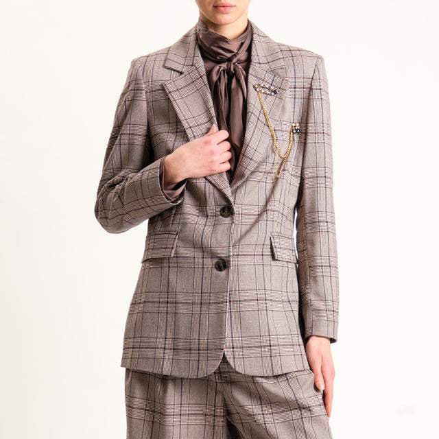 Tensione in-Giacca check con spille - moro/sand