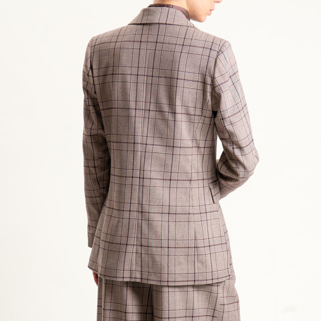 Tensione in-Giacca check con spille - moro/sand