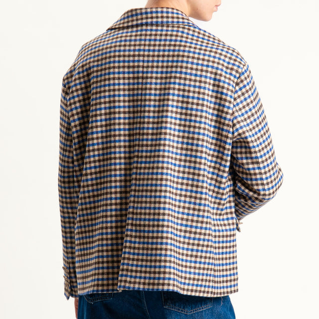 Tensione in-Giacca doppiopetto quadri con spille - beige/royal/moro