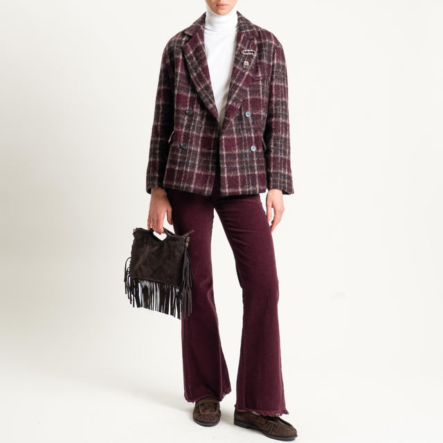 Tensione in-Giacca quadri misto alpaca con spille - bordeaux/moro