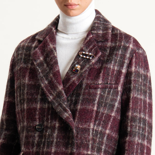 Tensione in-Giacca quadri misto alpaca con spille - bordeaux/moro