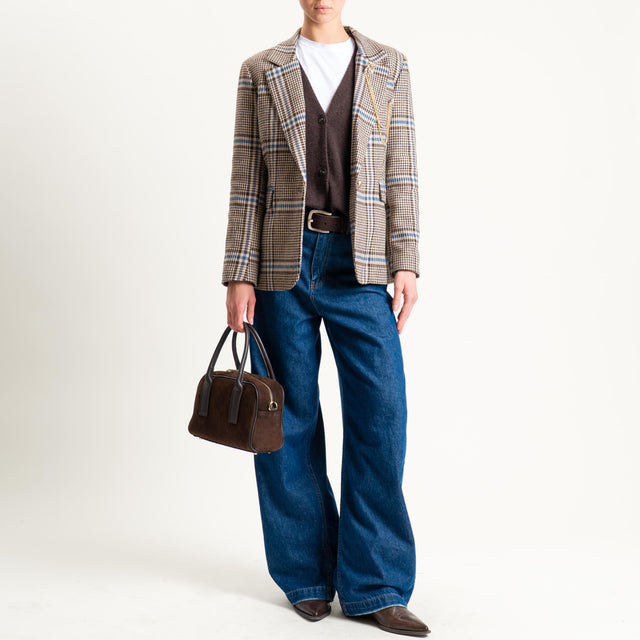 Tensione in -Giacca principe di galles con spille - moro/celeste