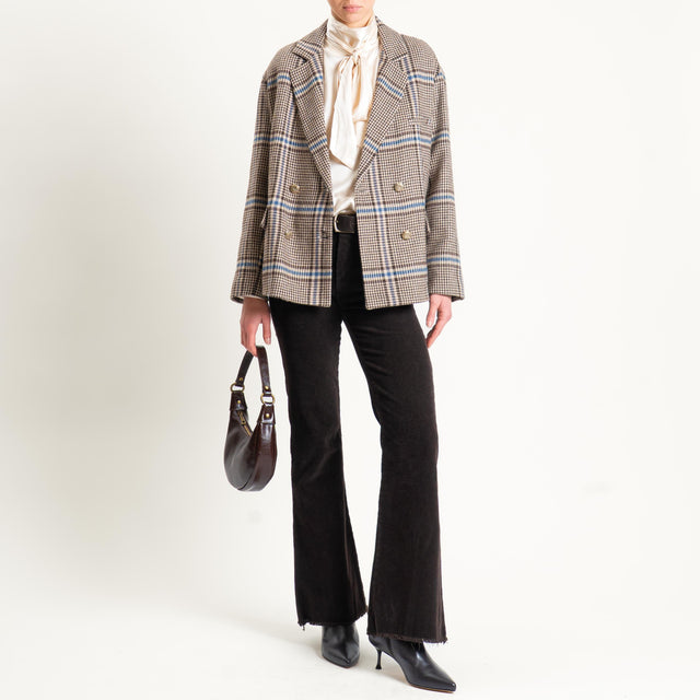 Tensione in-Giacca misto lana principe di galles - moro/celeste