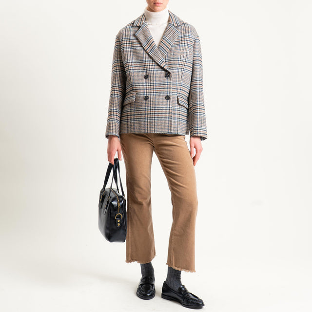 Tensione in-Giacca principe di galles doppiopetto - latte/cuoio/nero