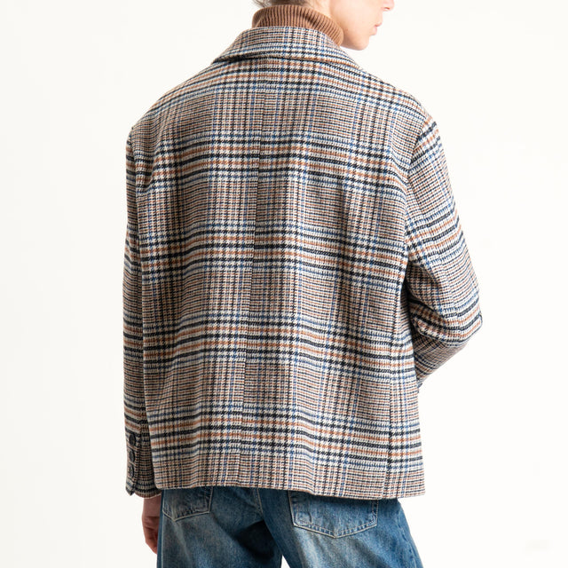 Tensione in-Giacca principe di galles doppiopetto - latte/cuoio/nero