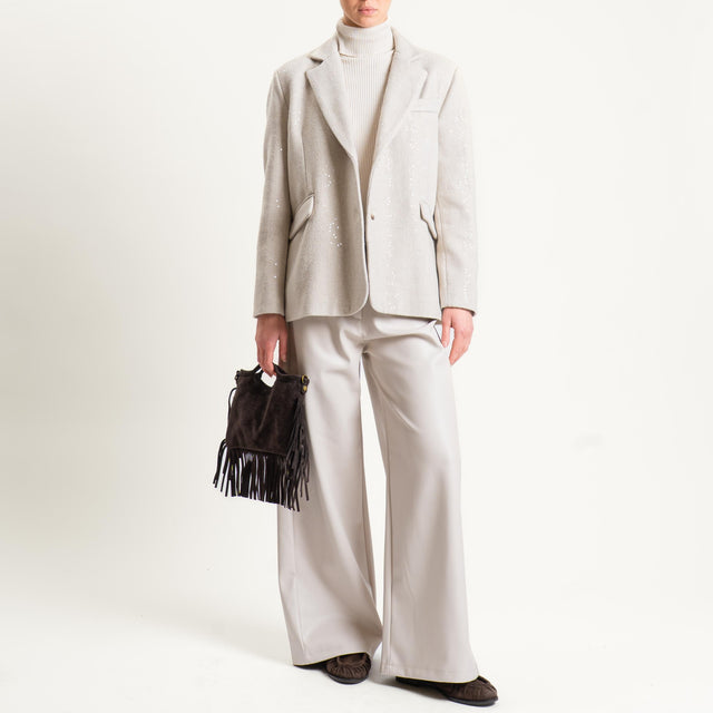 Tensione in-Giacca spinata misto lana con paillettes - panna