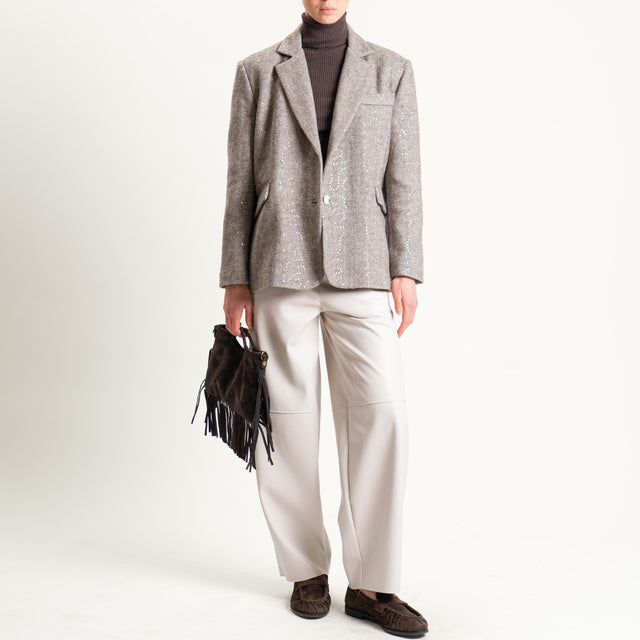 Tensione in-Giacca spinata misto lana con paillettes - moro