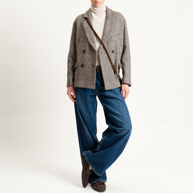 Tensione in-Giacca principe di galles misto lana - moro/sand