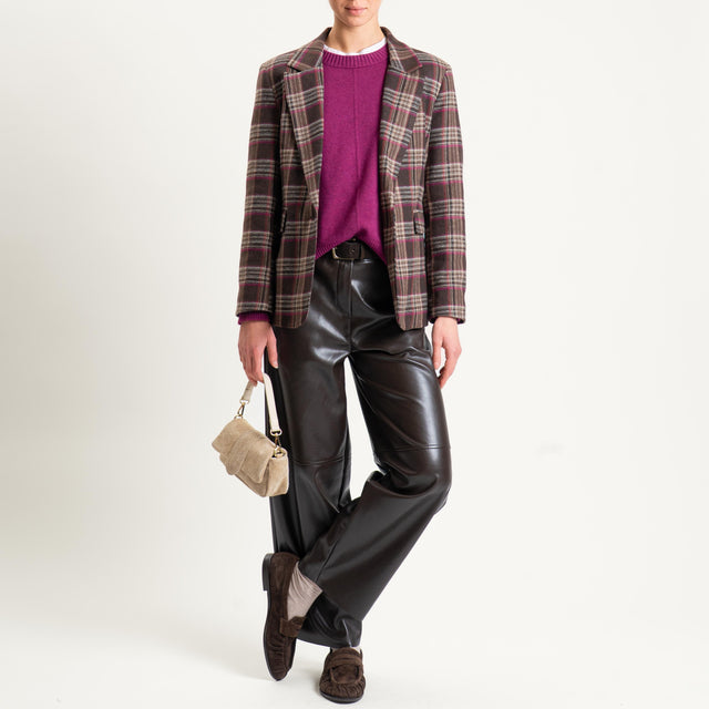 Tensione in-Giacca check in flanella - moro/malva/latte