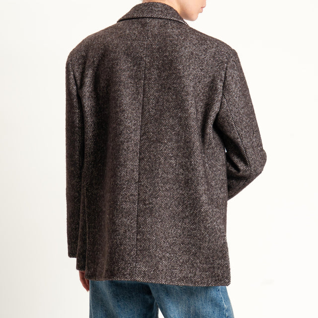 Tensione in-Giacca chevron misto lana - moro/latte