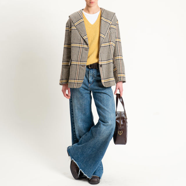 Tensione in-Giacca principe di galles con cappuccio - giallo/sand/moro